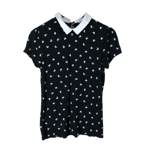 4/$45 Black White Short Sleeve Wednesday Addams Shirt Small - Picture 1 of 8